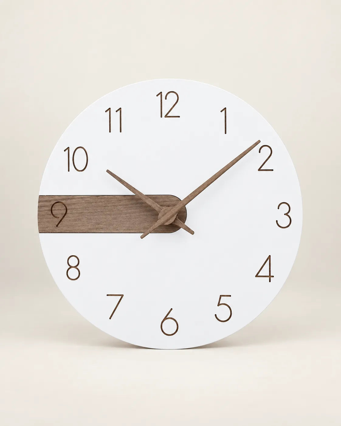 Horloge Murale Bois et Acrylique Blanc 30 cm Silencieuse