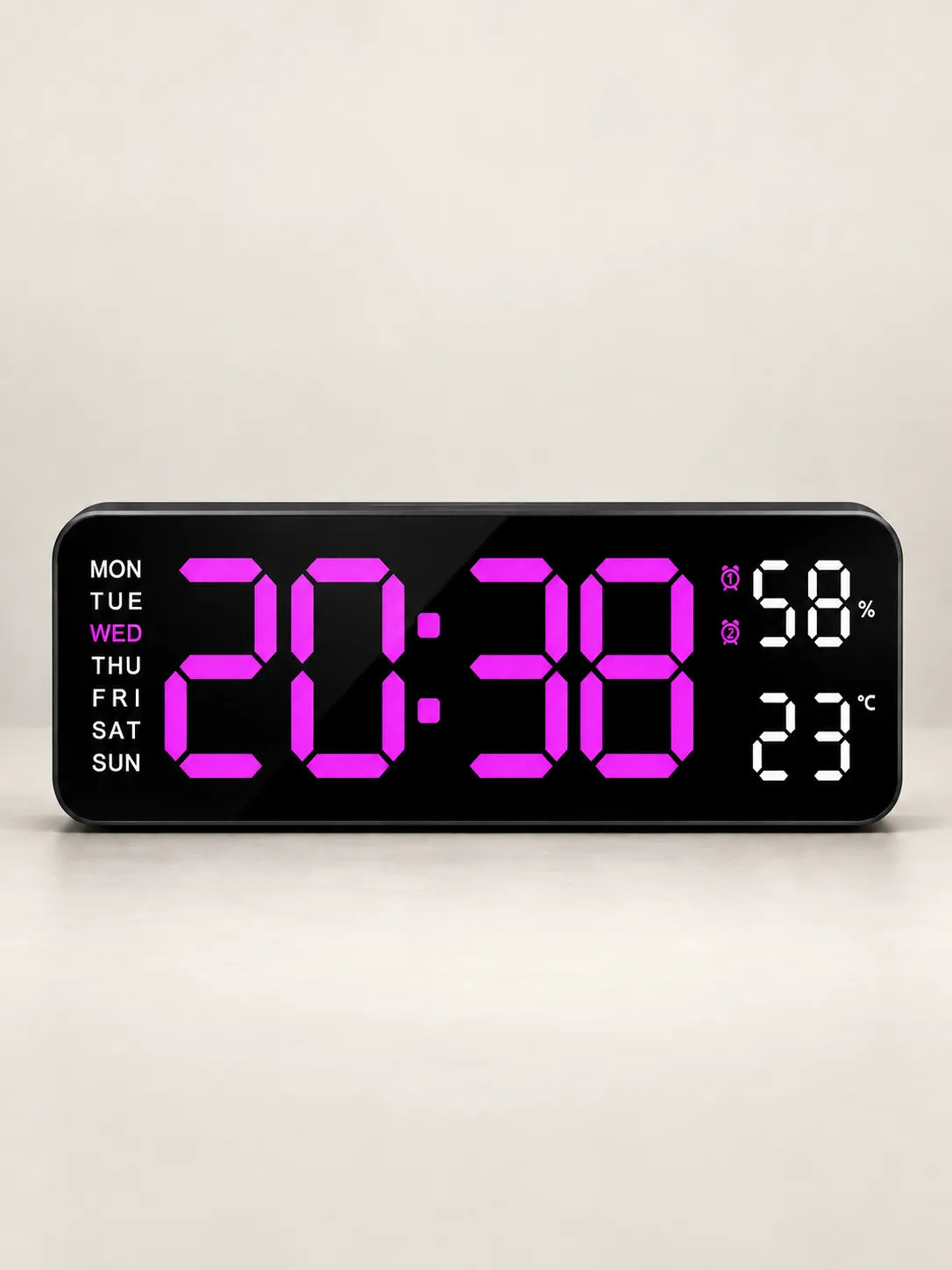 Horloge Murale Numérique LED 22,8 cm Température et Humidité