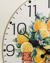 Horloge Murale Bois Citrons Jaunes Silencieuse