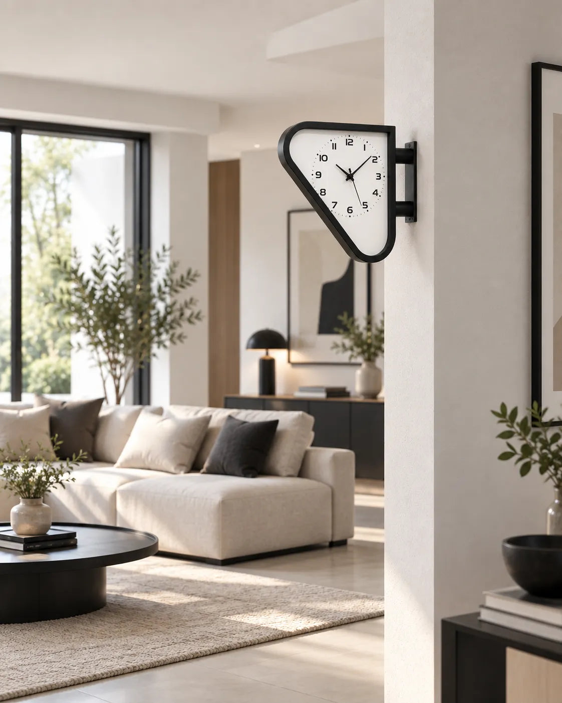 Horloge de Gare Double Face Triangulaire Pivotante Silencieuse