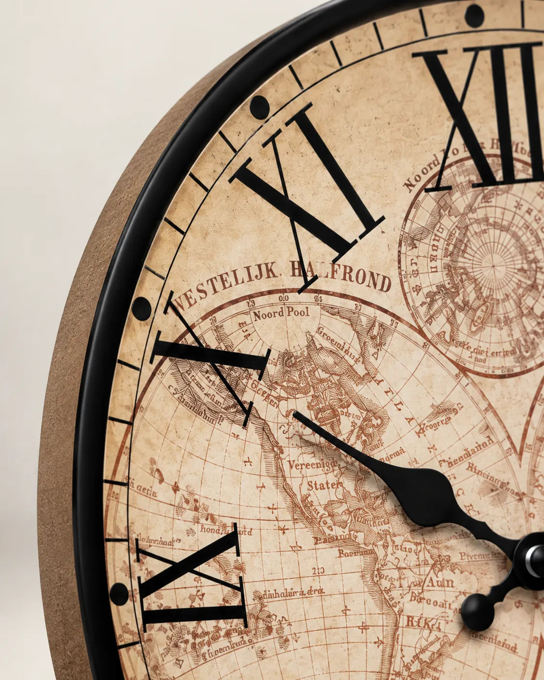 Horloge Murale Bois Marine Motif Boussole Silencieuse — 4 Tailles