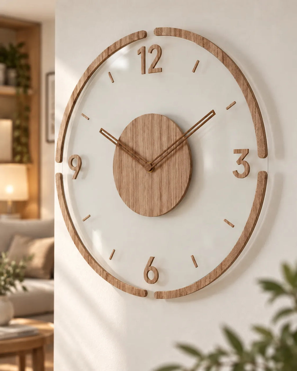 Horloge Murale Scandinave en Verre Silencieuse — 2 Tailles