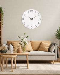 Horloge Murale Bois Motif Blanc Silencieuse — 4 Tailles