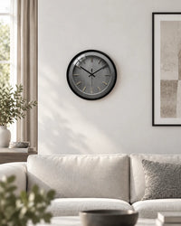 Horloge Murale Effet Bois Gris et Laiton Silencieuse