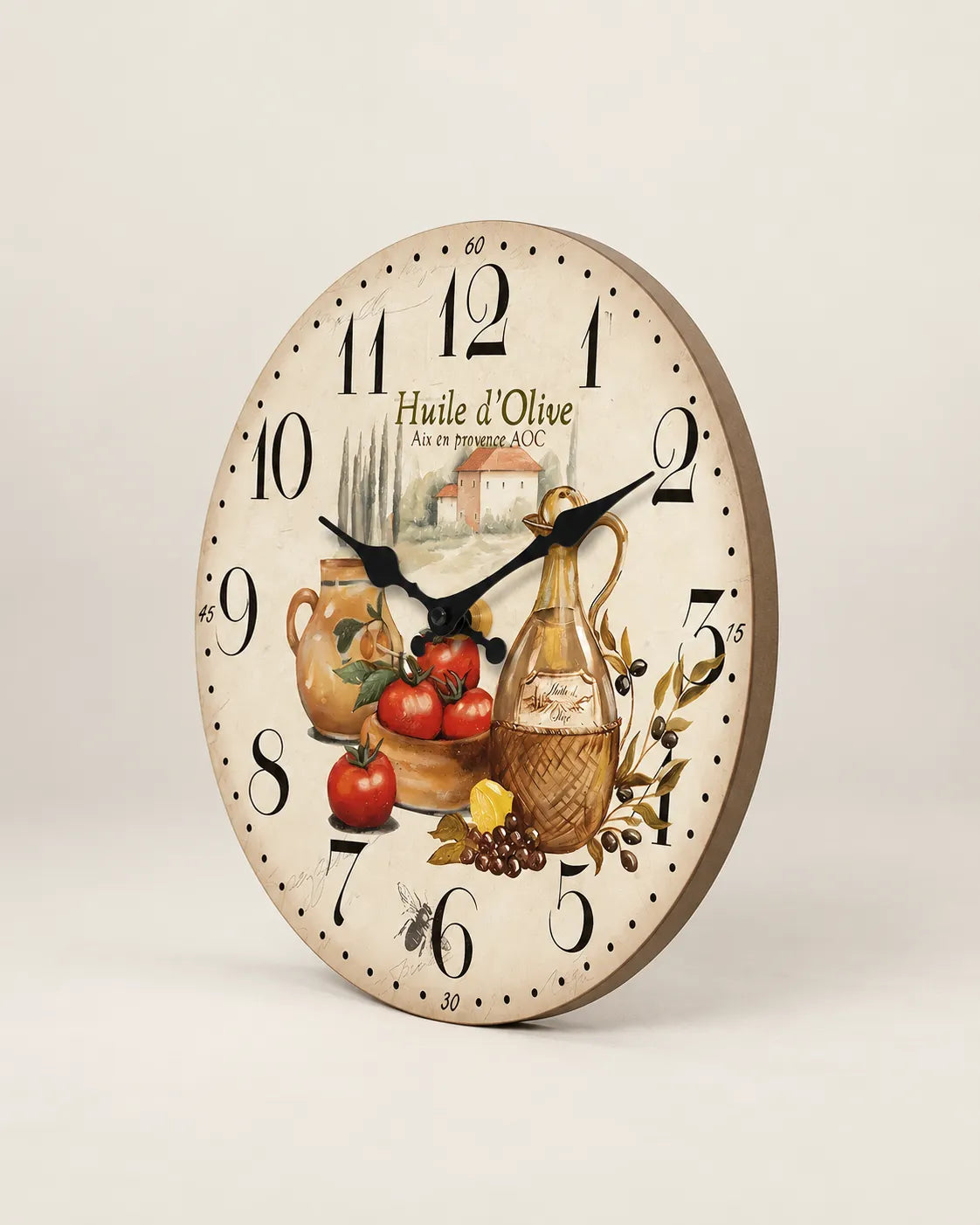 Horloge Murale Bois Provence Huile d’Olive et Tomates — 4 Tailles