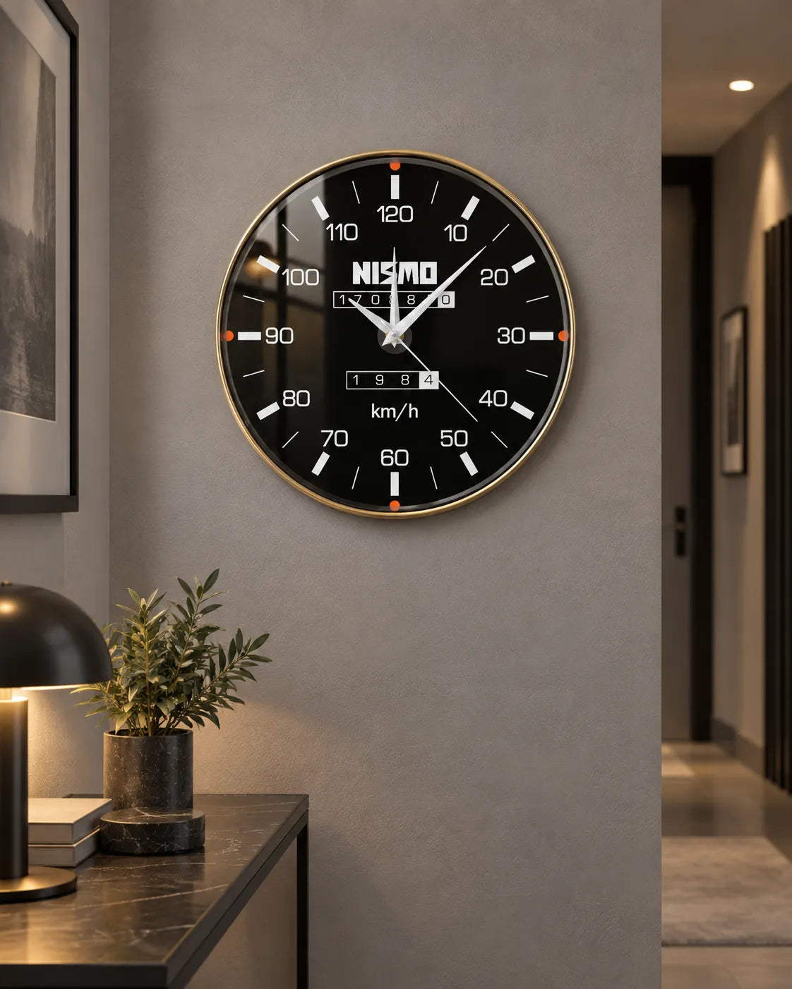 Horloge Murale Compteur de Voiture Acrylique 30 cm Silencieuse