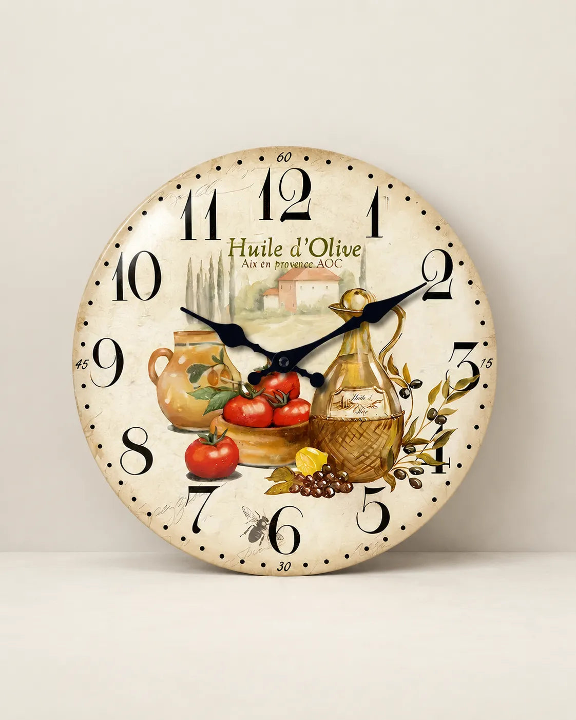 Horloge Murale Bois Provence Huile d’Olive et Tomates — 4 Tailles
