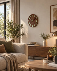Horloge Murale Bois Marron 30 cm Lumineuse Silencieuse