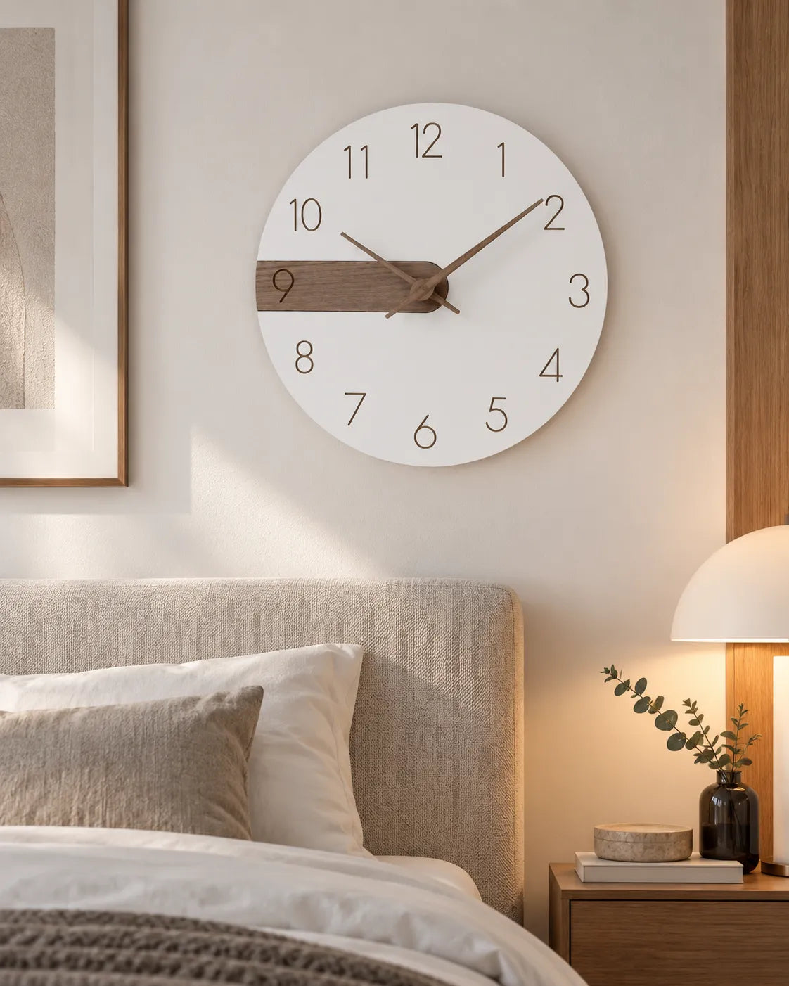 Horloge Murale Bois et Acrylique Blanc 30 cm Silencieuse