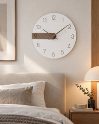 Horloge Murale Bois et Acrylique Blanc 30 cm Silencieuse