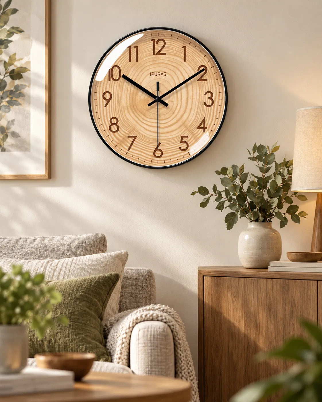 Horloge Murale Effet Bois Ronde Silencieuse — 3 Tailles