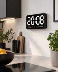 Horloge Murale LED 21,5 cm Activation Sonore et Double Alarme
