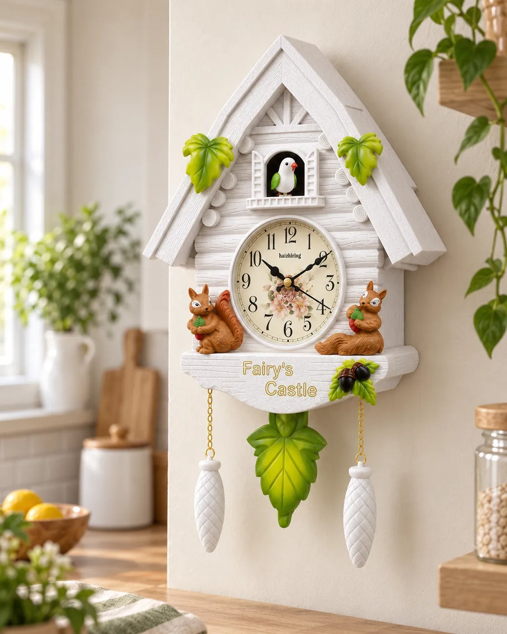Horloge Coucou Maison Féérique en Résine avec Sonnerie et Balancier