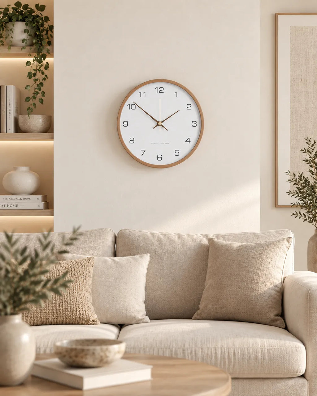 Horloge Murale Bois Massif Ronde Silencieuse — 3 Tailles