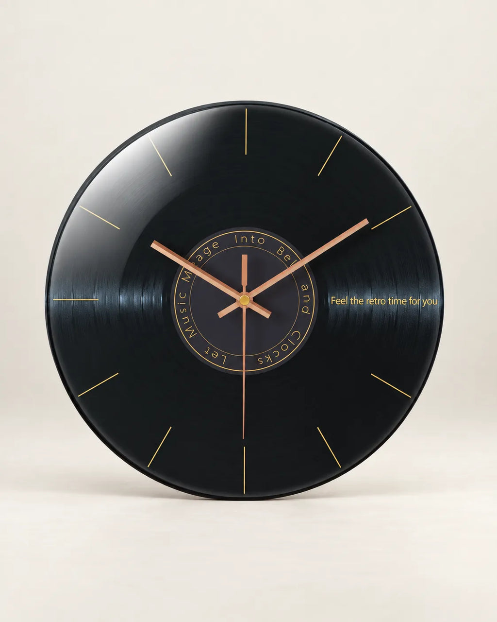 Horloge Murale Musique Verre Trempé Motif Vinyle Silencieuse