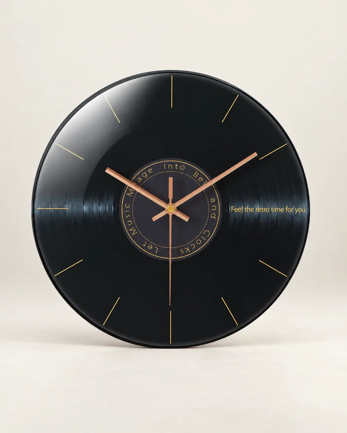 Horloge Murale Musique Verre Trempé Motif Vinyle Silencieuse