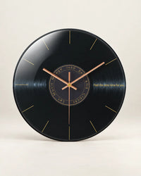 Horloge Murale Musique Verre Trempé Motif Vinyle Silencieuse