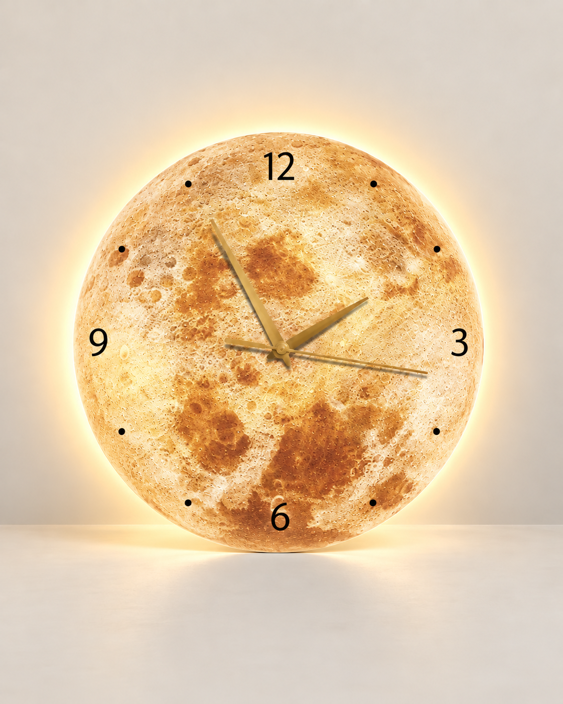 Horloge Murale Lune LED Luminosité Réglable — 3 Tailles
