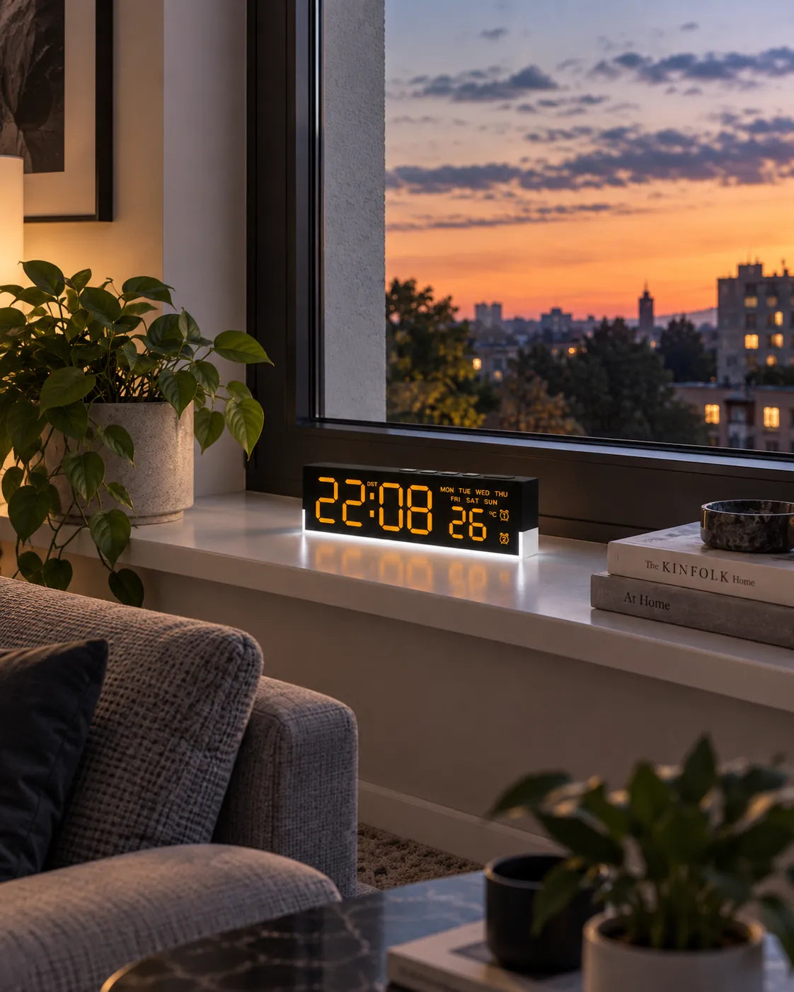 Réveil Numérique LED 16,8 cm Double Alarme et Lumière d’Ambiance
