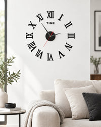 Horloge Murale DIY Miroir Chiffres Romains 3D 40 cm Autocollante