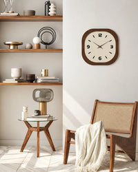 Horloge Murale Bois Carrée Crème Rétro Silencieuse — 3 Tailles