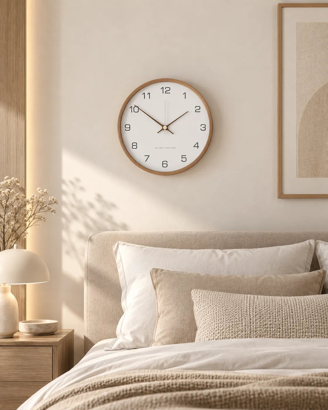 Horloge Murale Bois Massif Ronde Silencieuse — 3 Tailles