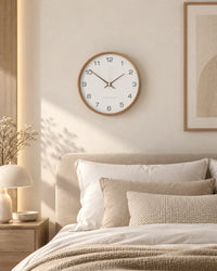 Horloge Murale Bois Massif Ronde Silencieuse — 3 Tailles