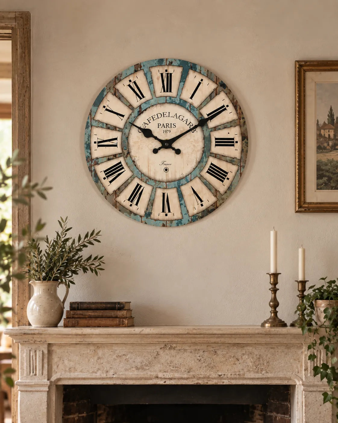 Horloge Murale Bois Rustique Motif Veiné Silencieuse — 4 Tailles
