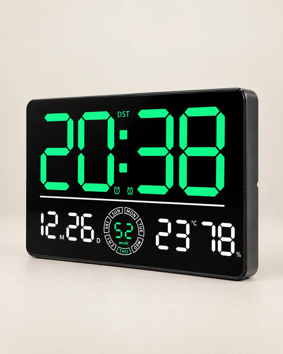 Horloge Murale Numérique LED 33 cm Double Alarme et Compte à Rebours