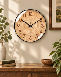 Horloge Murale Effet Bois Ronde Silencieuse — 3 Tailles