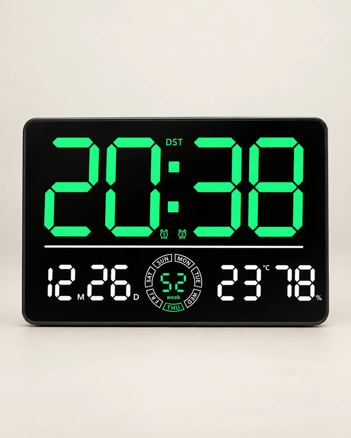 Horloge Murale Numérique LED 33 cm Double Alarme et Compte à Rebours