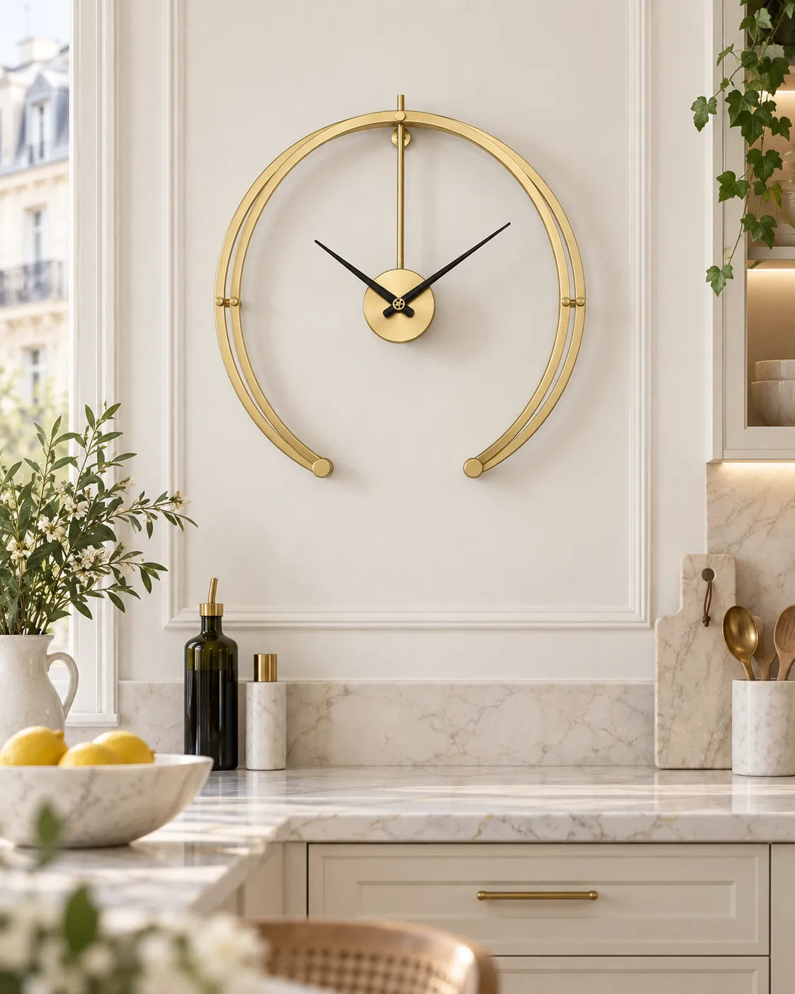 Horloge Murale Métal Demi-Cercle 50 cm Style Scandinave