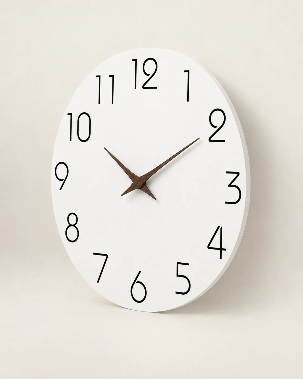 Horloge Murale Bois Motif Blanc Silencieuse — 4 Tailles
