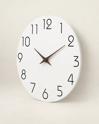 Horloge Murale Bois Motif Blanc Silencieuse — 4 Tailles