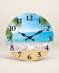 Horloge Murale Bois Motif Plage Silencieuse — 4 Tailles
