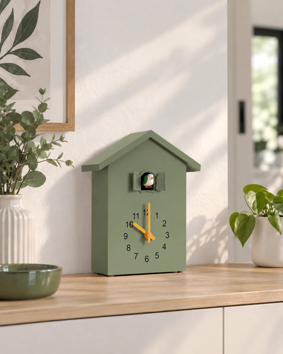 Horloge Coucou Moderne 20 × 25 cm Oiseau Animé et Balancier
