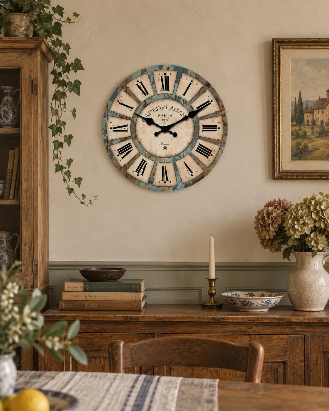 Horloge Murale Bois Rustique Motif Veiné Silencieuse — 4 Tailles