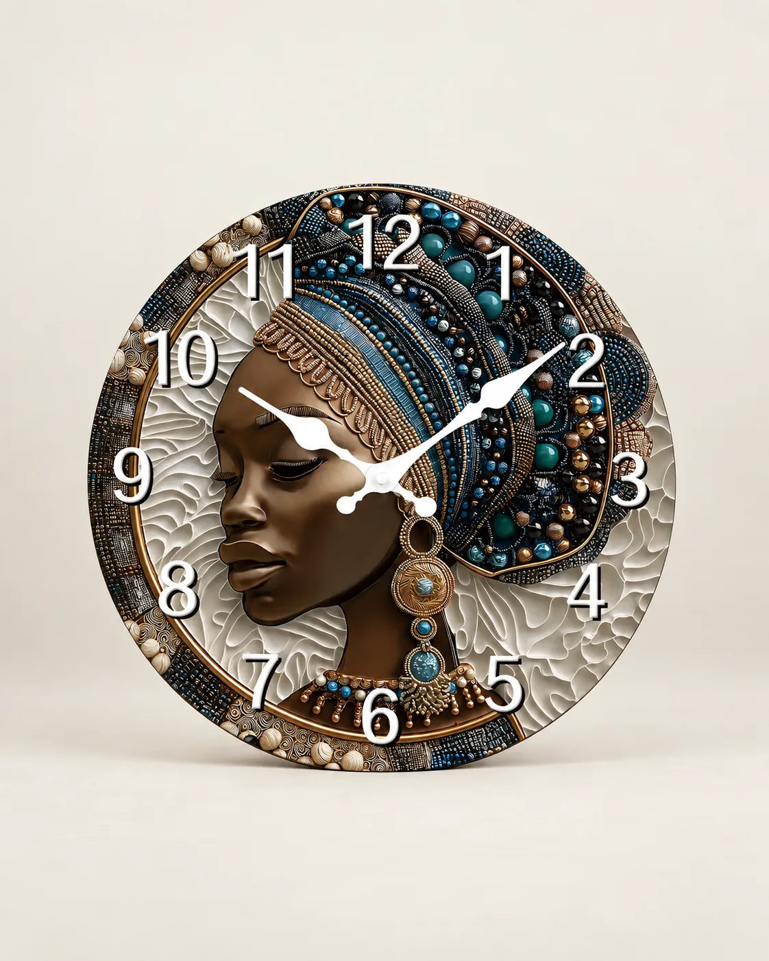 Horloge Murale Bois Femme Africaine Silencieuse — 4 Tailles