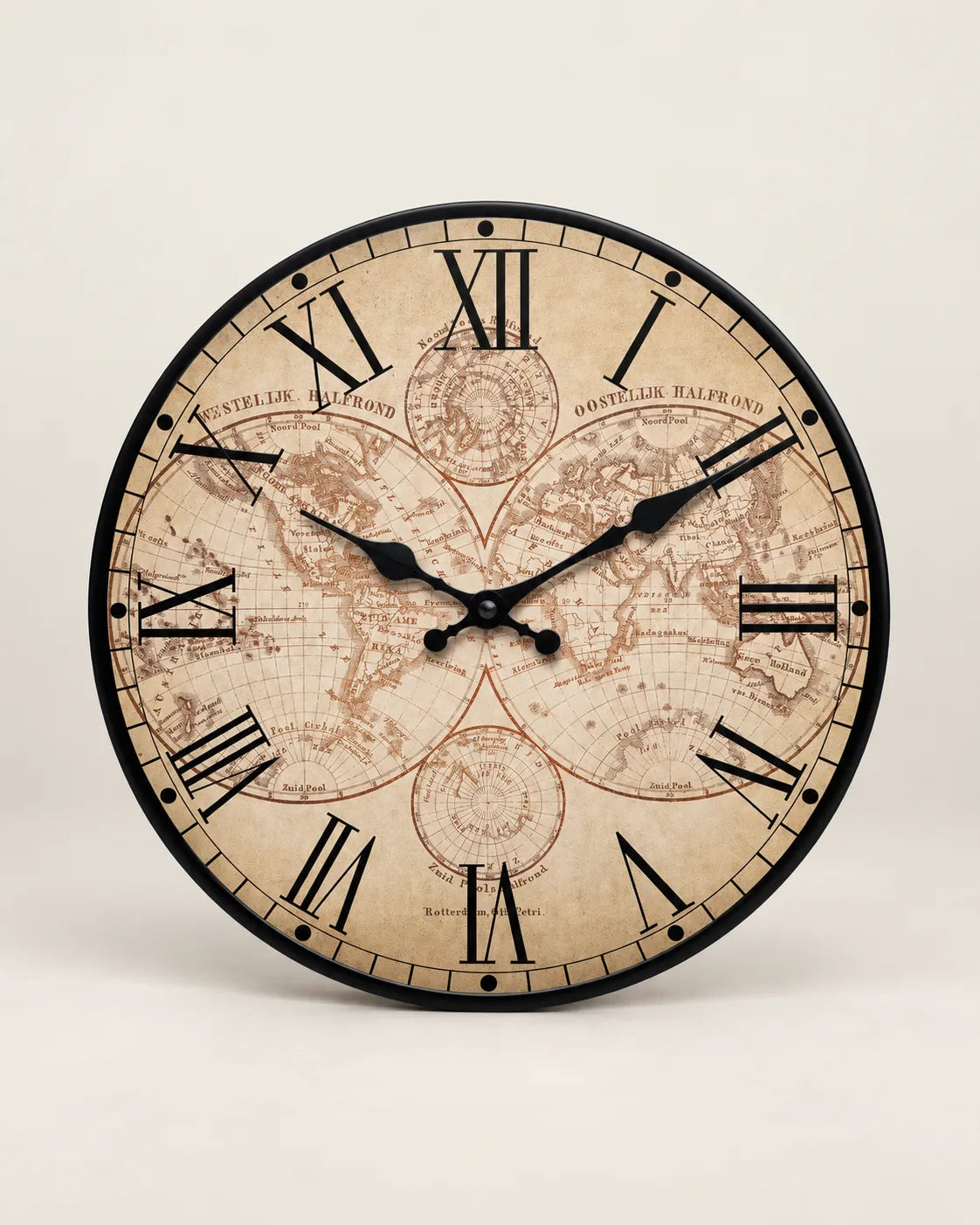 Horloge Murale Bois Marine Motif Boussole Silencieuse — 4 Tailles
