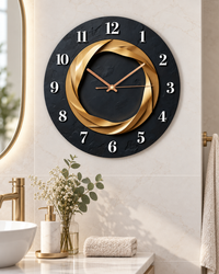 Horloge Murale Spirale Dorée Silencieuse — 2 Tailles