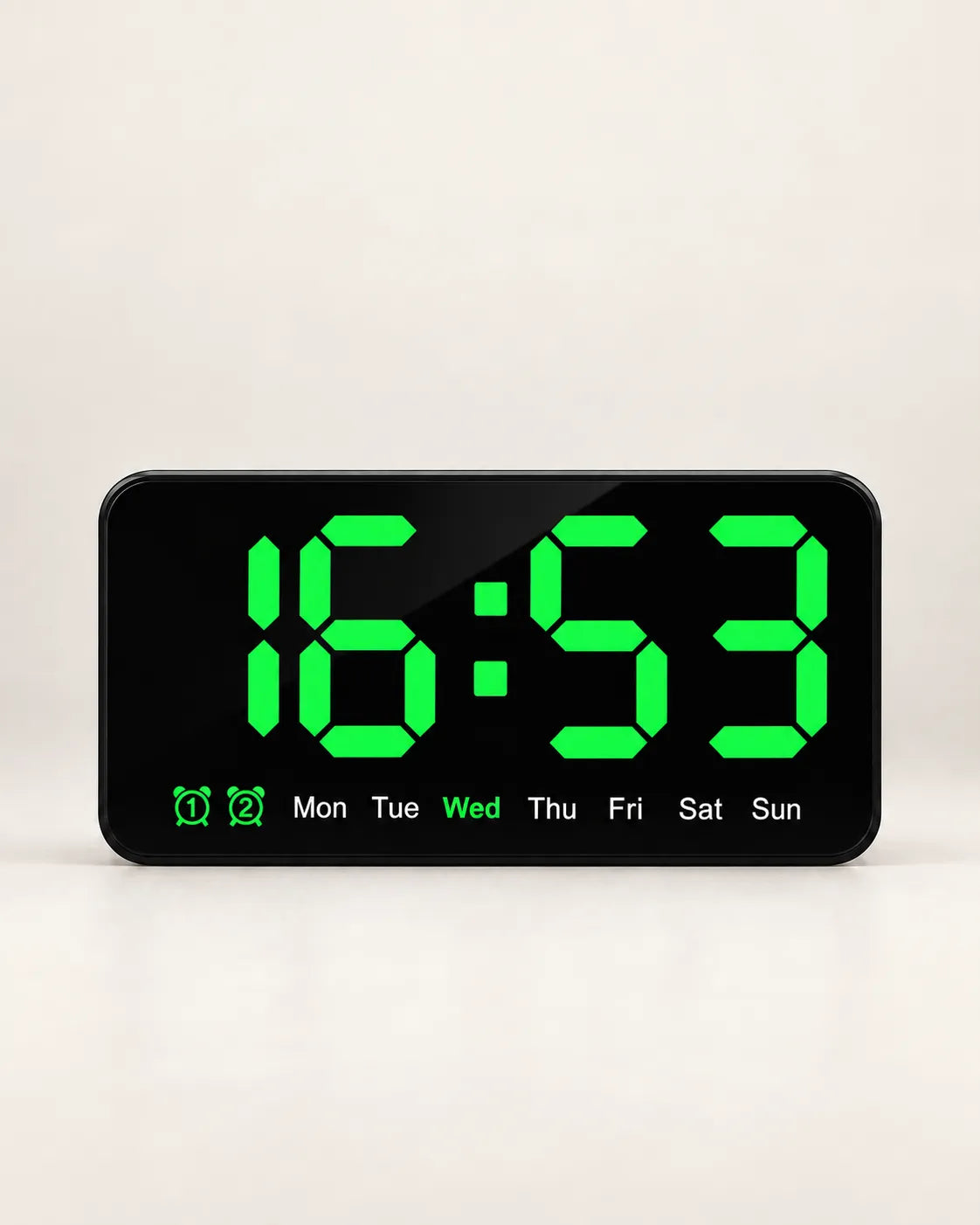Horloge Murale LED 21,5 cm Activation Sonore et Double Alarme