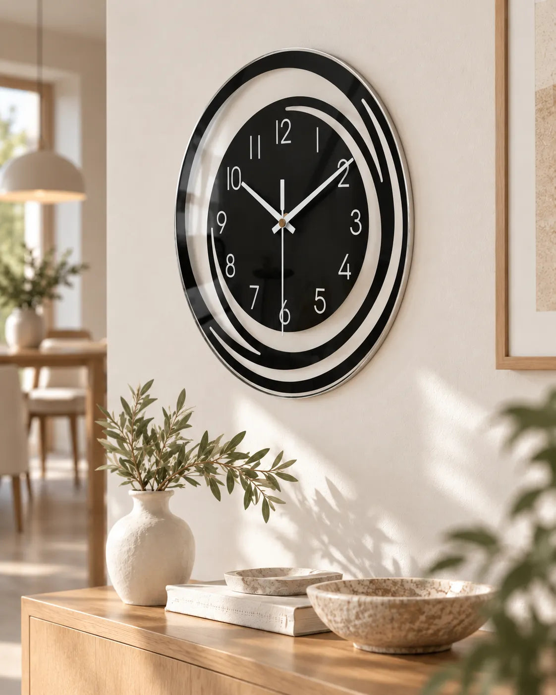 Horloge Murale à Balancier Acrylique Noir 30 cm Silencieuse