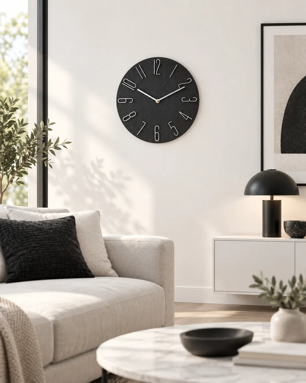 Horloge Murale Scandinave 30 cm Sans Trotteuse Silencieuse