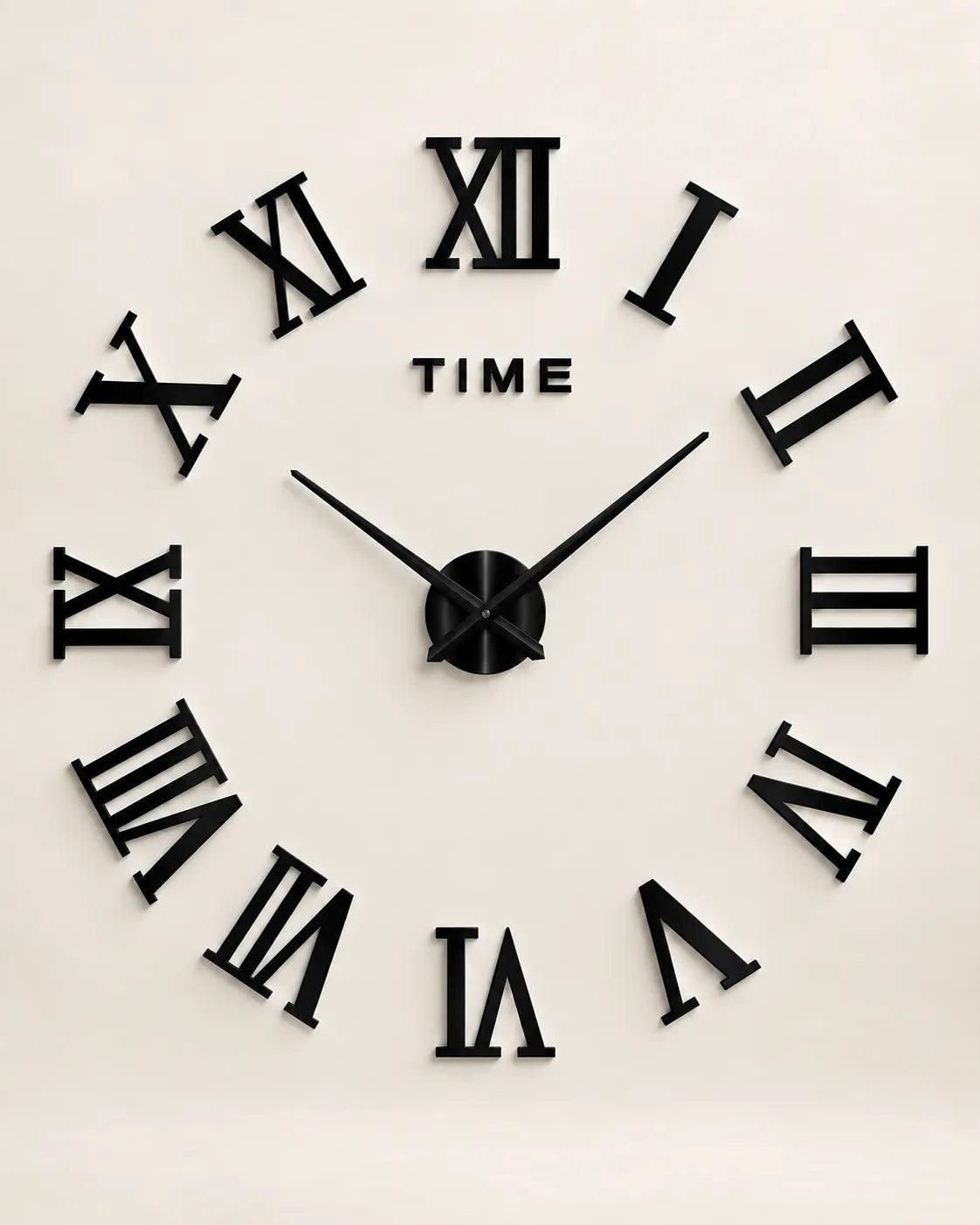 Grande Horloge Murale DIY Miroir Chiffres Romains Silencieuse