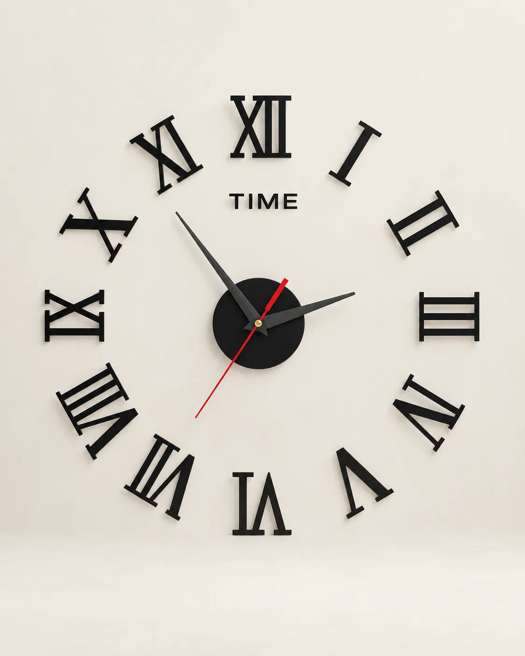 Horloge Murale DIY Miroir Chiffres Romains 3D 40 cm Autocollante