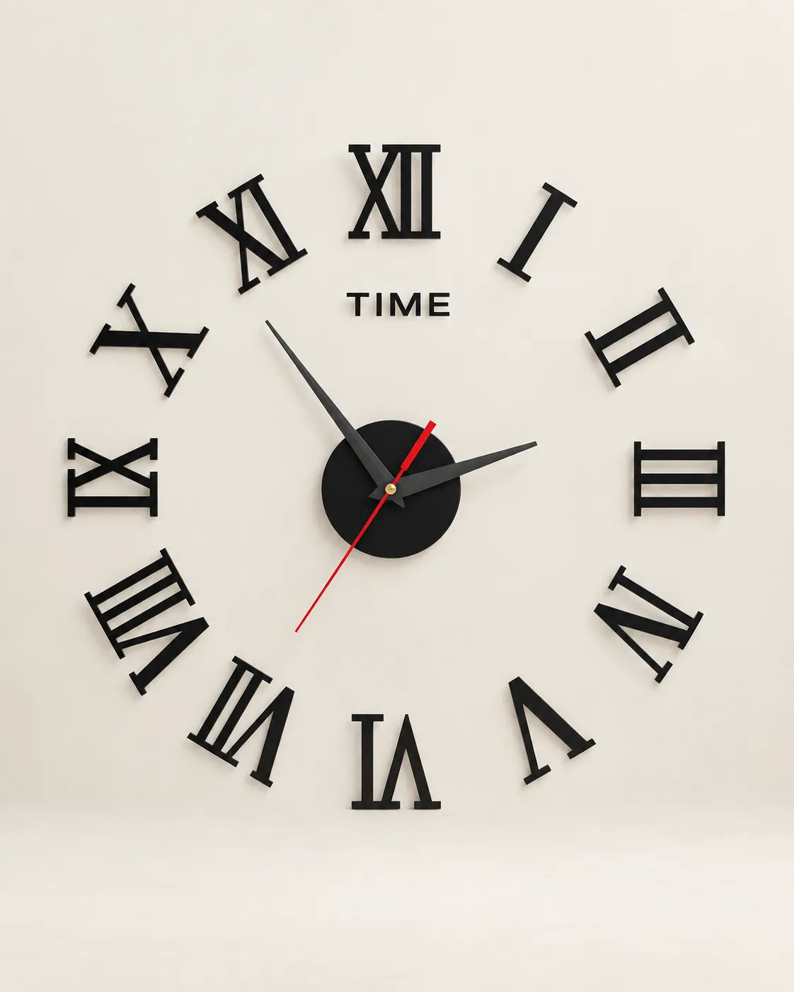 Horloge Murale DIY Miroir Chiffres Romains 3D 40 cm Autocollante