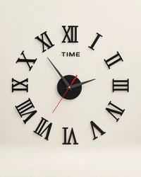 Horloge Murale DIY Miroir Chiffres Romains 3D 40 cm Autocollante