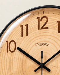 Horloge Murale Effet Bois Ronde Silencieuse — 3 Tailles