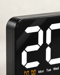 Horloge Murale LED 21,5 cm Activation Sonore et Double Alarme