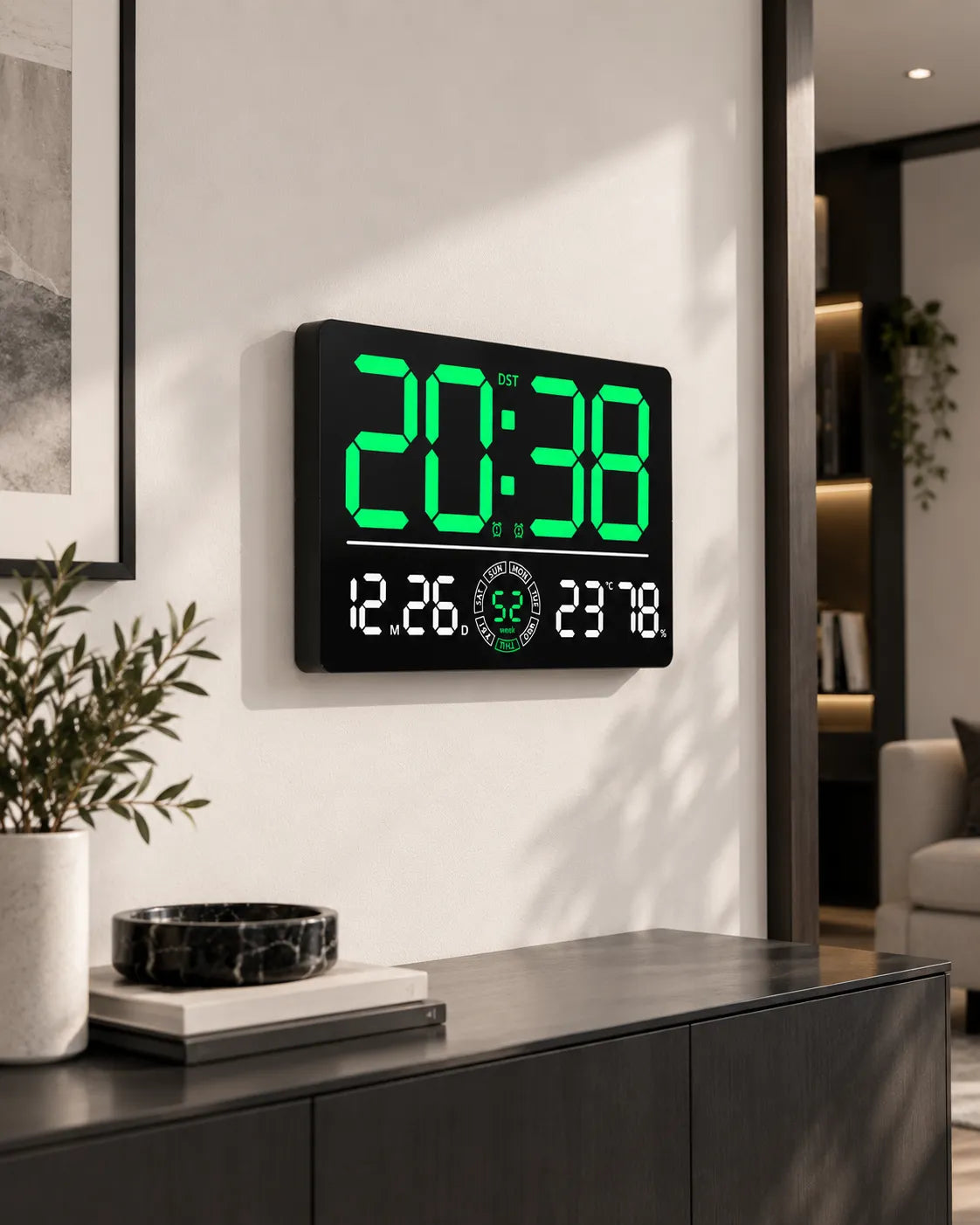 Horloge Murale Numérique LED 33 cm Double Alarme et Compte à Rebours